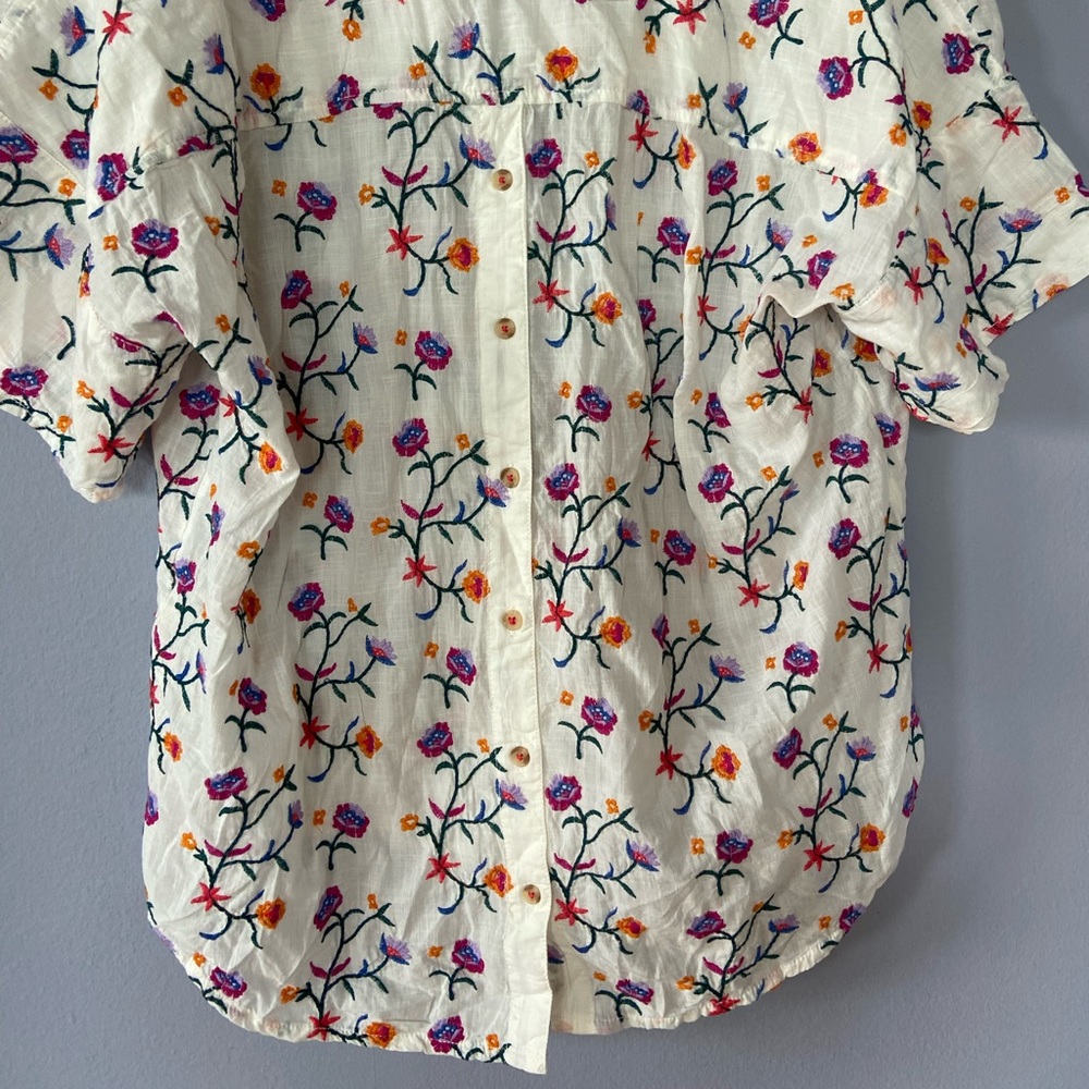 Anthropologie Floral Blouse - White, Purple, Orange - Picture 9 of 10
